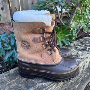 Eddie Bauer Snow Boots Leather Rubber Wool Blend Lined Women's size 7 USA